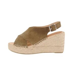 Patricia Green Madeline Espadrille in Olive Green, Suede, Leather, Size 6